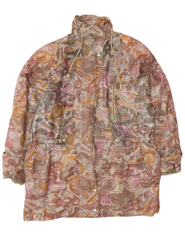 Giacca a vento vintage da donna UK 20 2XL floreale multicolore