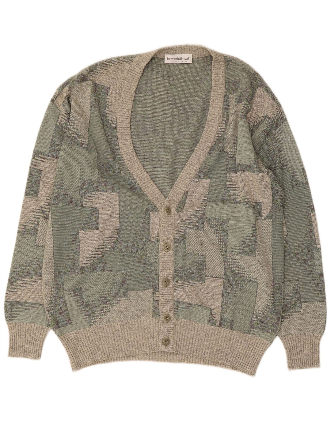 Maglione cardigan da uomo BREIDHOF EU 54 XL cotone geometrico verde