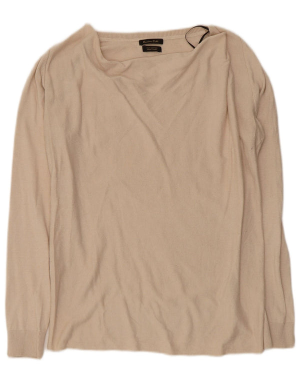 Massimo Dutti Maglia vestibilità regolare da donna UK 12 Seta beige medio