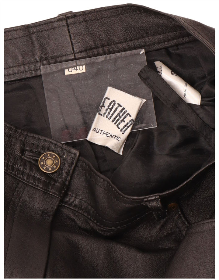 Gonna in pelle da donna vintage EU 40 media W28 in pelle nera