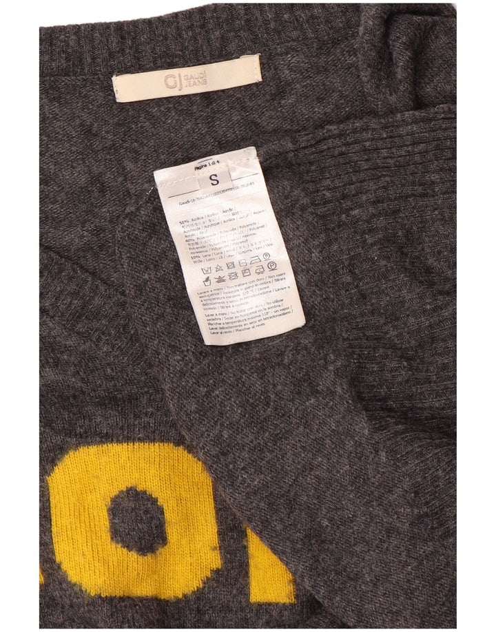 Maglione da donna con scollo a V oversize grafico da donna Gaudi UK 10 piccolo grigio