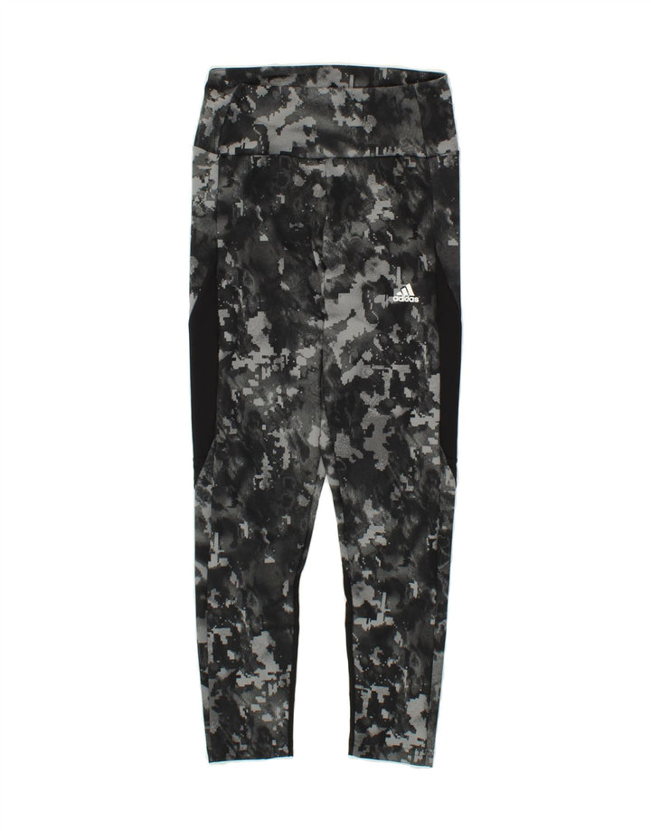 ADIDAS Womens Aeroready Leggings UK 8/10 Small  Grey Camouflage Polyester Vintage Adidas and Second-Hand Adidas from Messina Hembry 