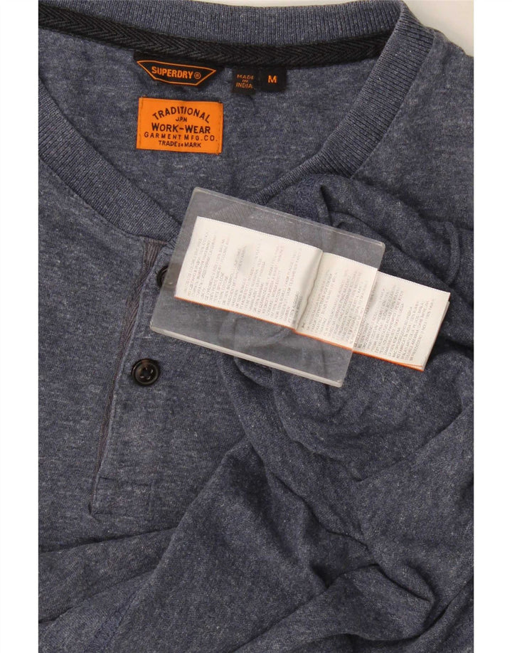 T-shirt da uomo Superdry Top in cotone chiazzato blu medio