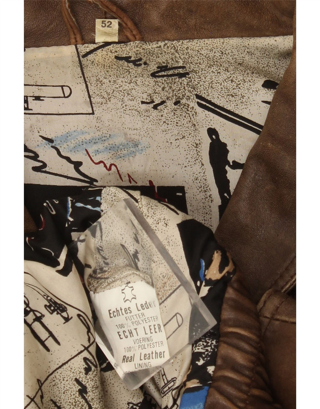 Giacca in pelle da uomo VINTAGE EU 52 XL in pelle marrone