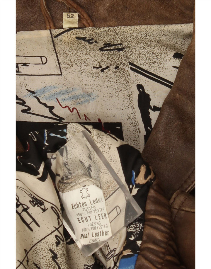 Giacca in pelle da uomo VINTAGE EU 52 XL in pelle marrone