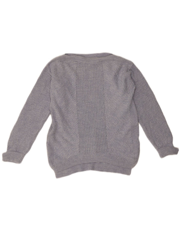 Maglione maglione oversize con scollo a barca da donna Marks & Spencer UK 10 piccolo blu