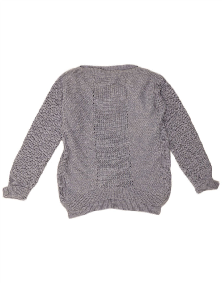 Maglione maglione oversize con scollo a barca da donna Marks & Spencer UK 10 piccolo blu