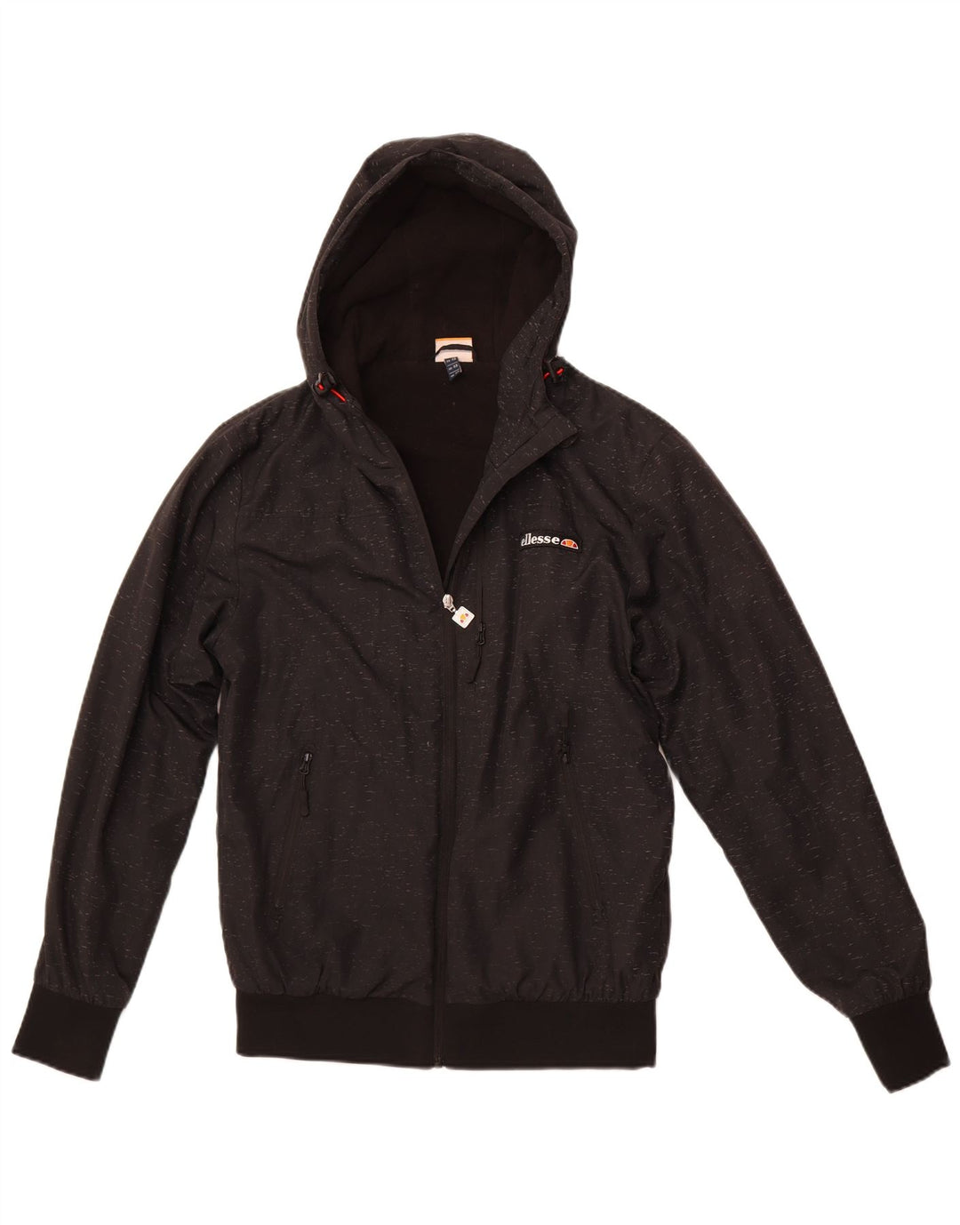 Giacca a vento con cappuccio da uomo ELLESSE UK 34 XS Poliestere chiazzato nero