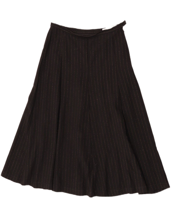 Gonna a trapezio a vita alta da donna vintage UK 12 media W30 a righe nere