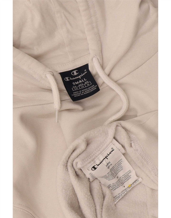 Maglione con cappuccio grafico da uomo Champion piccolo in cotone bianco
