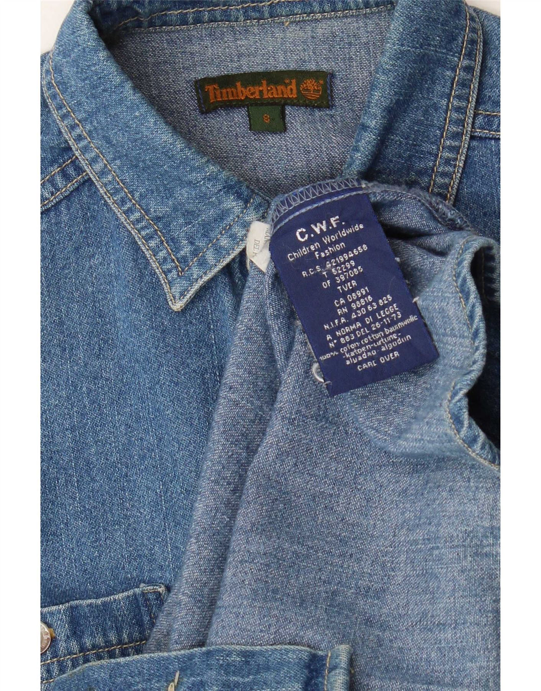 Camicia in denim per ragazzi Timberland 7-8 anni in cotone blu