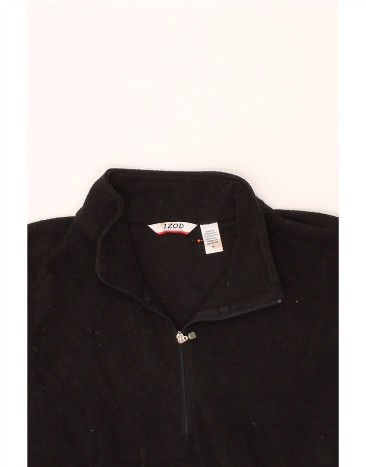 IZOD Womens Zip Neck Fleece Jumper UK 14 Medium Black Colourblock Vintage Izod and Second-Hand Izod from Messina Hembry 