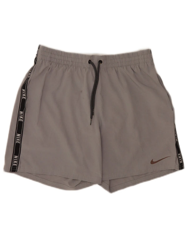 Pantaloncini sportivi grafici Nike da uomo in poliestere color block grigio medio