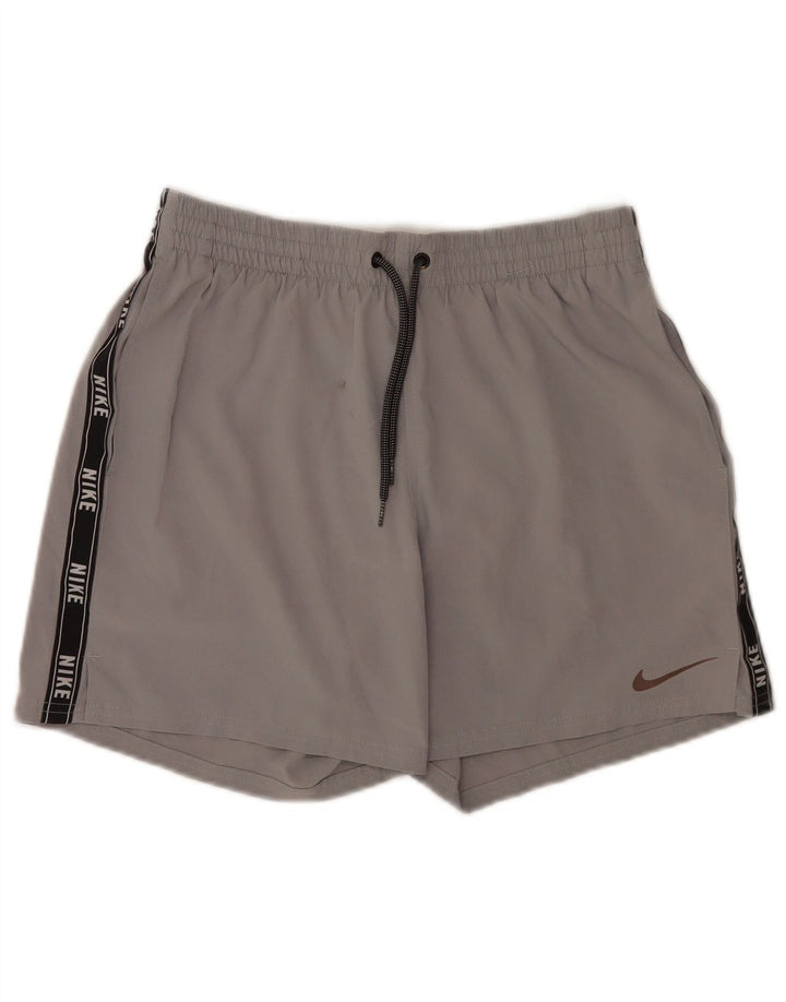 Pantaloncini sportivi grafici Nike da uomo in poliestere color block grigio medio