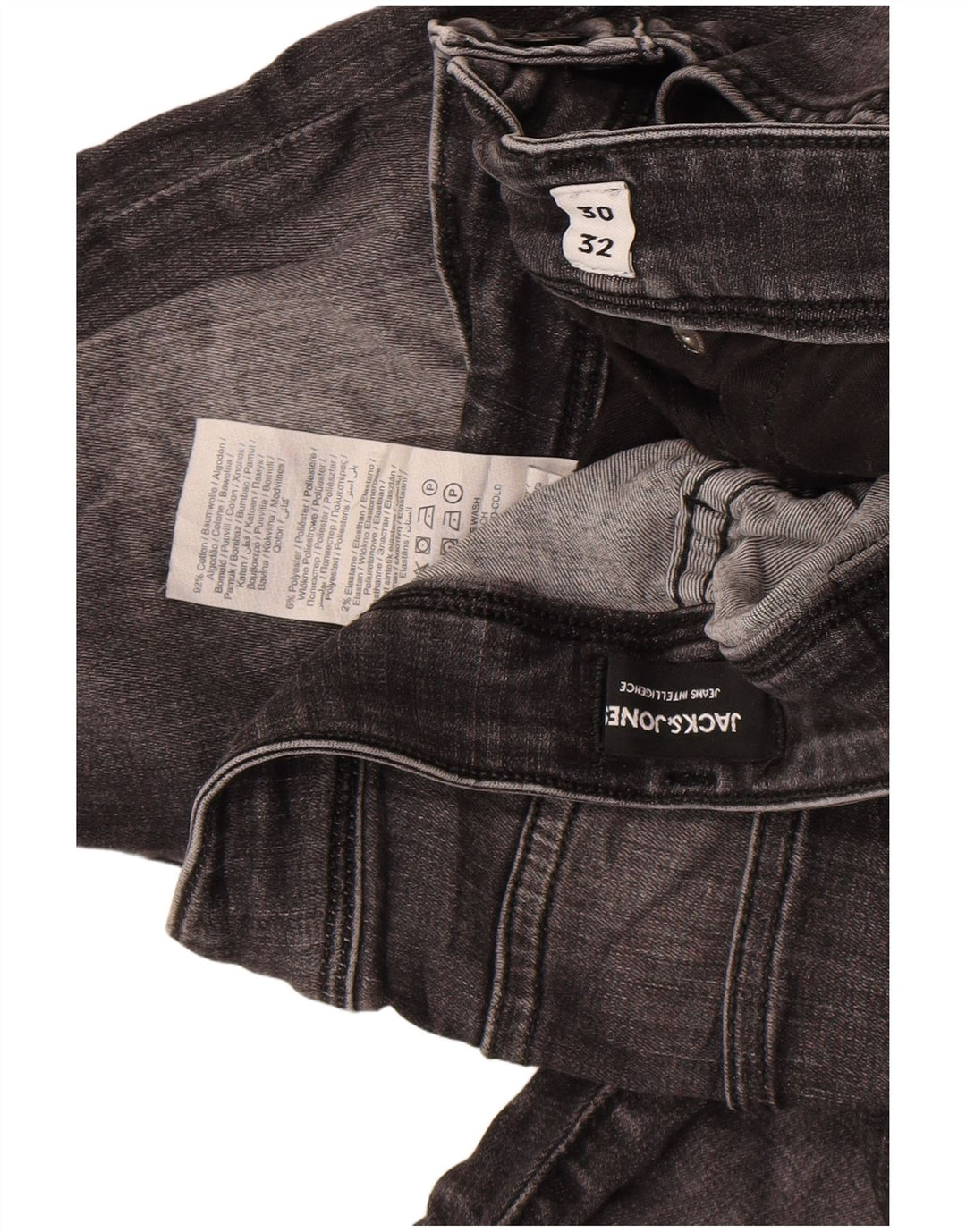 Jack & Jones Uomo GLENN Slim Jeans W30 L32 Cotone Grigio