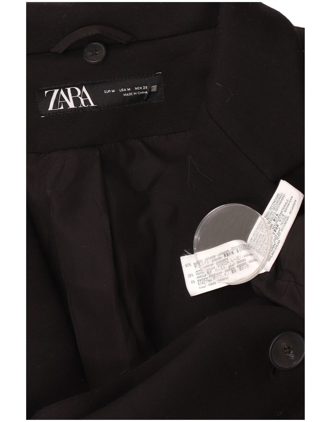 Cappotto da donna Zara UK 14 poliestere nero medio