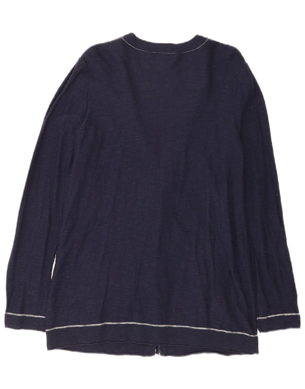 Maglione cardigan da donna Eddie Bauer UK 14 grande cotone blu navy