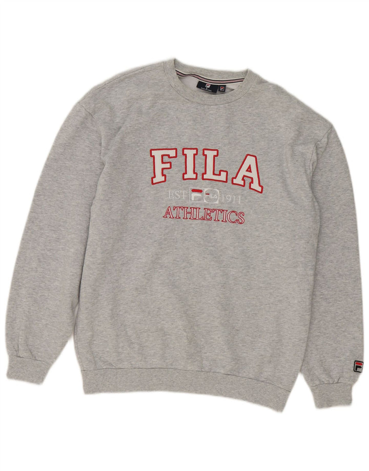 Felpa grafica da uomo Fila Maglione piccolo cotone grigio