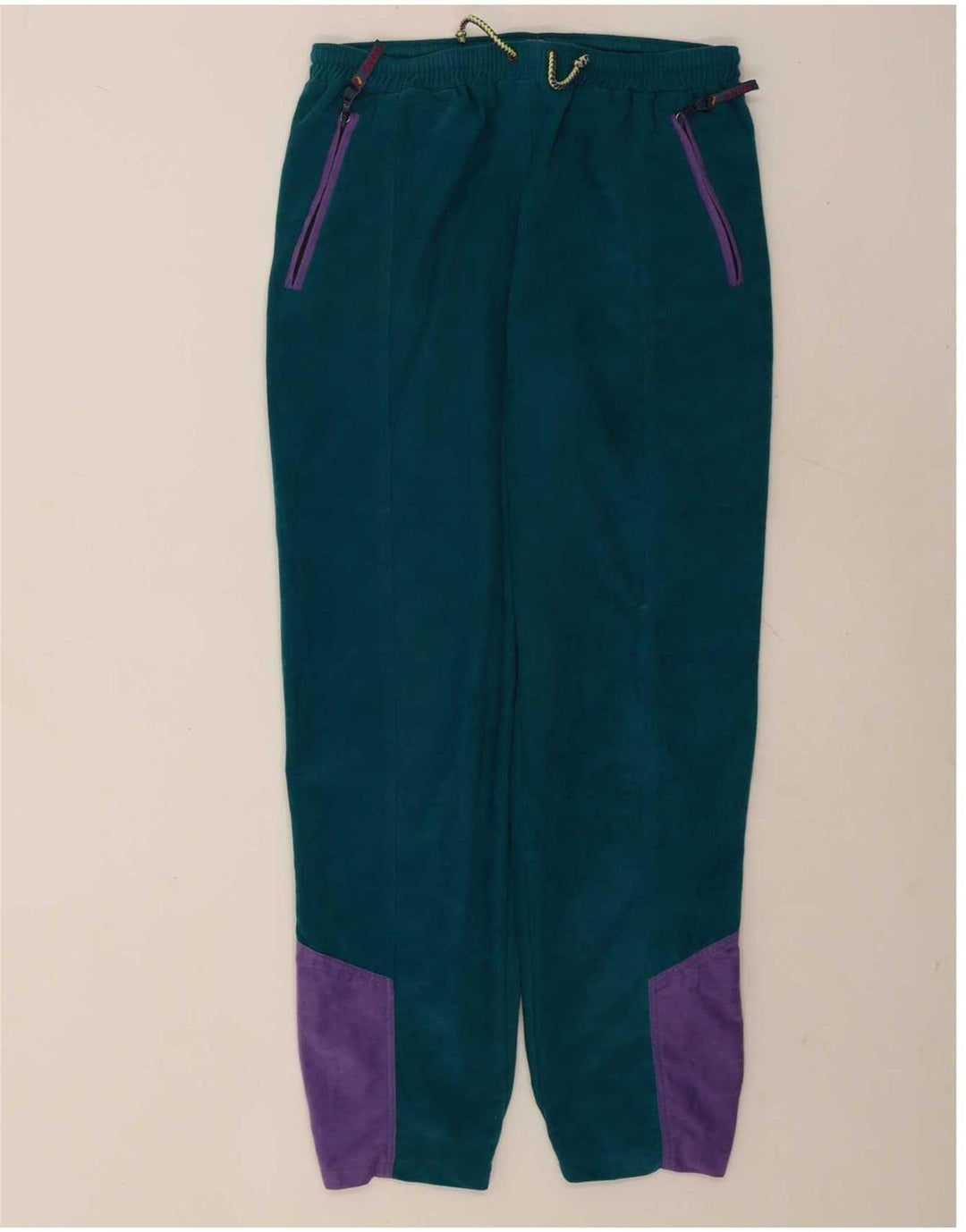 Tuta intera vintage da uomo in velluto, grande poliestere color block verde