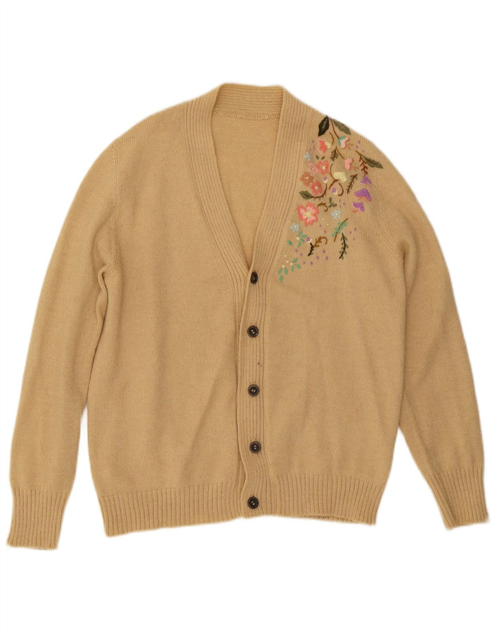 Maglione cardigan da uomo vintage floreale beige medio