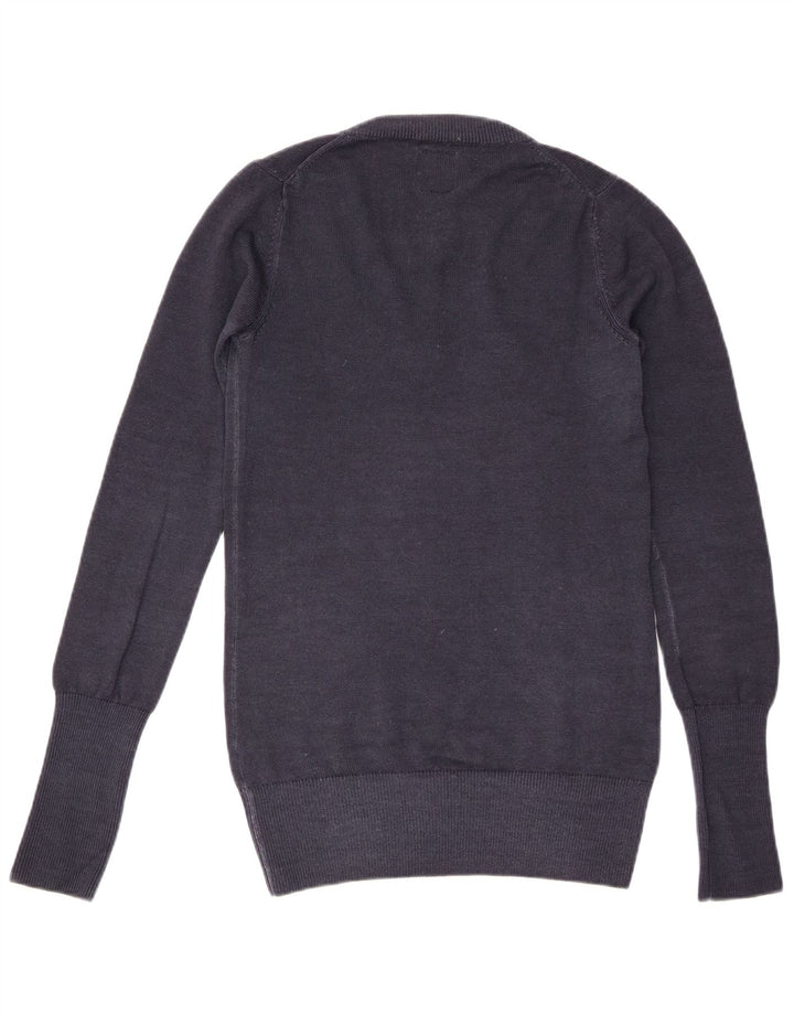 Maglione maglione con scollo a V da donna Sun68 UK 16 grande lana blu navy