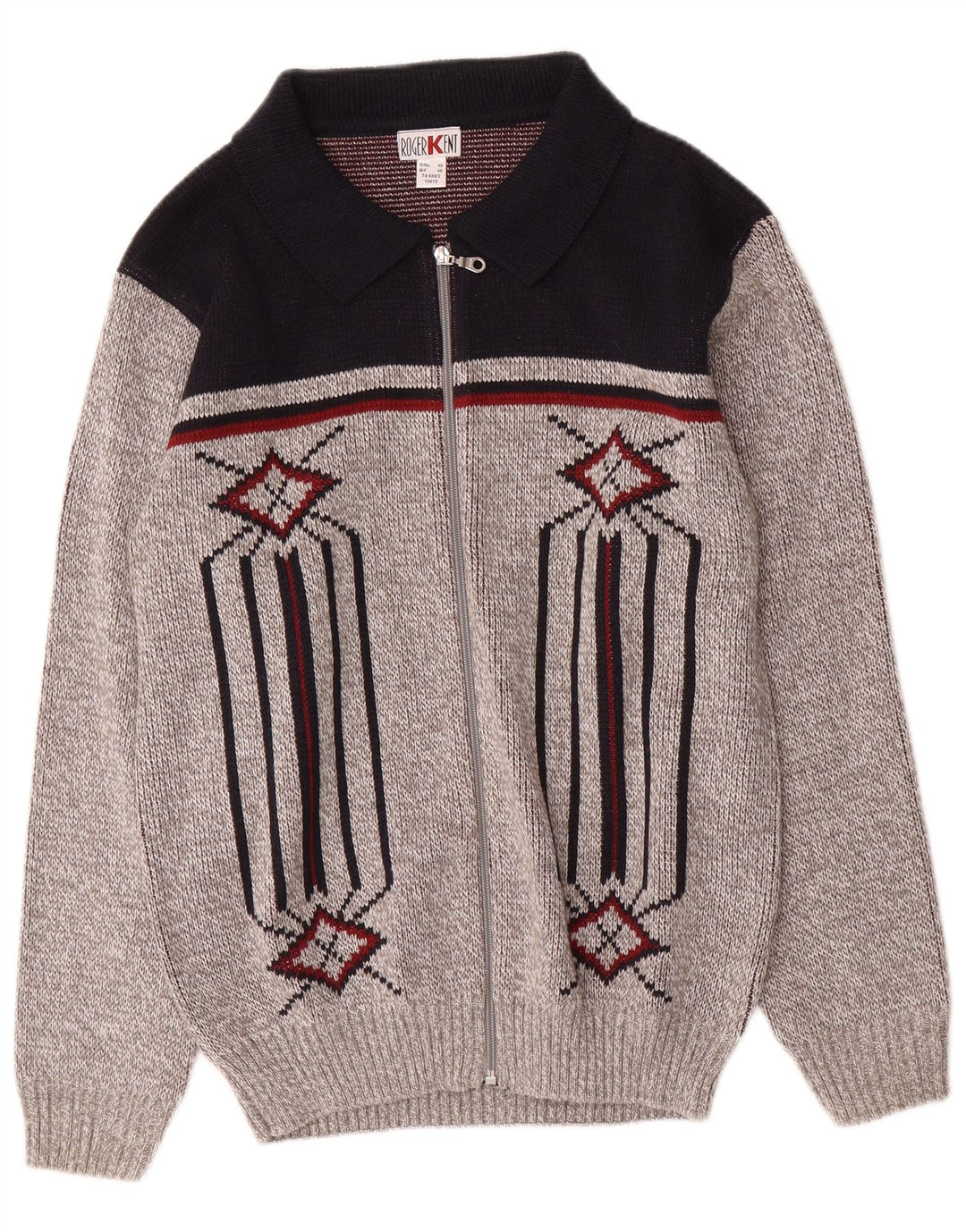 Maglione cardigan da uomo Roger Kent IT 46 Small Grey Colourblock in poliacrilico