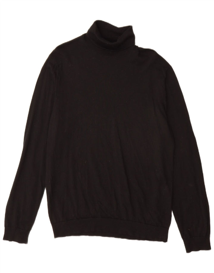 Maglione maglione da uomo Marks & Spencer a collo alto XL in lana merino nera