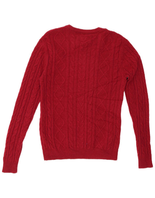 JACK WILLS Maglione da uomo girocollo piccolo in lana rossa