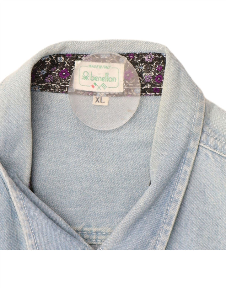 Camicia di jeans da uomo BENETTON XL Blu