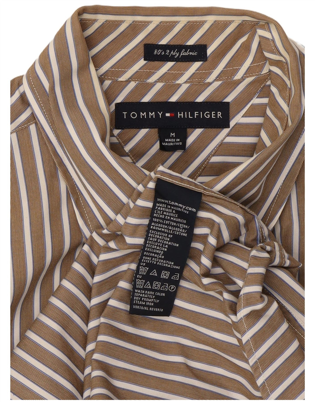 Camicia da uomo Tommy Hilfiger in cotone a righe beige medio