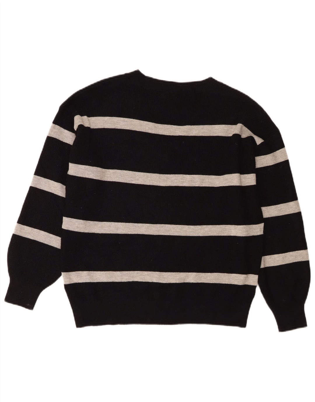 Maglione maglione con scollo a V da donna Marks & Spencer UK 14 medio a righe nere