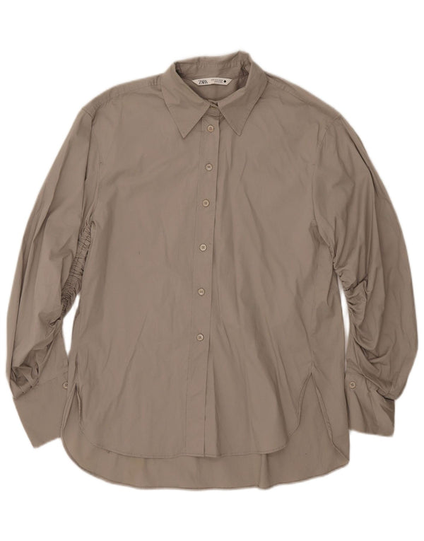 Camicia oversize da donna Zara UK 10 piccola in cotone grigio