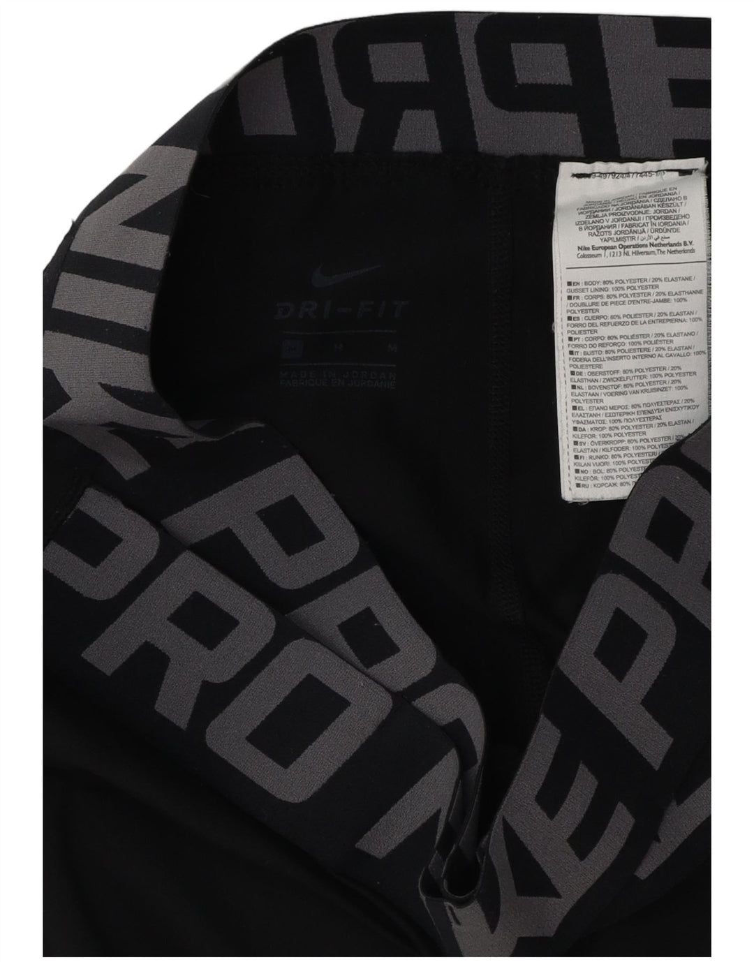 Leggings grafici NIKE Dri Fit da donna UK 12 medio nero poliestere