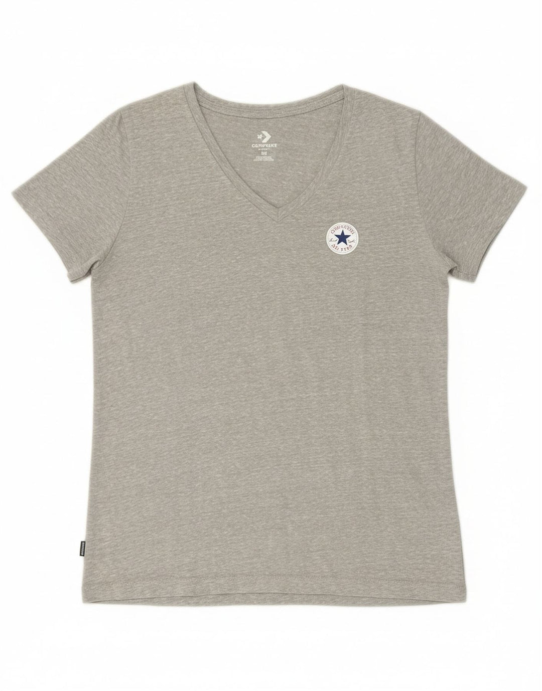 CONVERSE Womens Classic Fit Graphic T-Shirt Top UK 12 Medium Grey Cotton