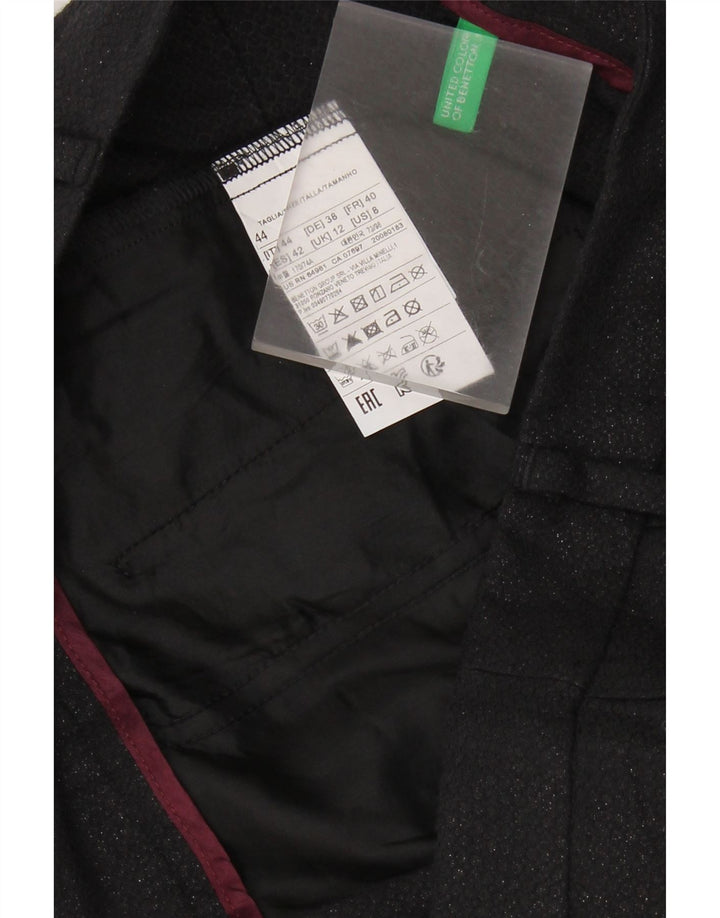 Pantaloni Chino Da Donna Benetton UK 12 Medi W32 L27 Poliestere Nero