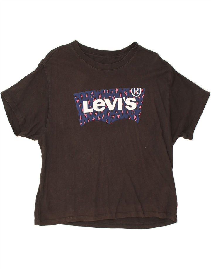 LEVI'S Womens Graphic T-Shirt Top UK 14 Medium Black Cotton | Vintage Levi's | Thrift | Second-Hand Levi's | Used Clothing | Messina Hembry 