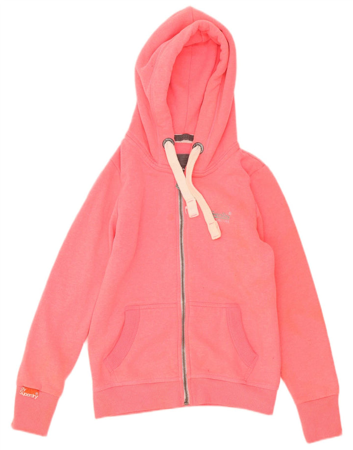 Maglione con cappuccio e zip da donna Superdry UK 14 Poliestere rosa medio