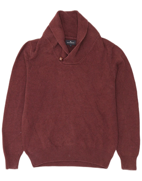 Maglione da uomo Marks & Spencer con collo a scialle in cotone bordeaux medio
