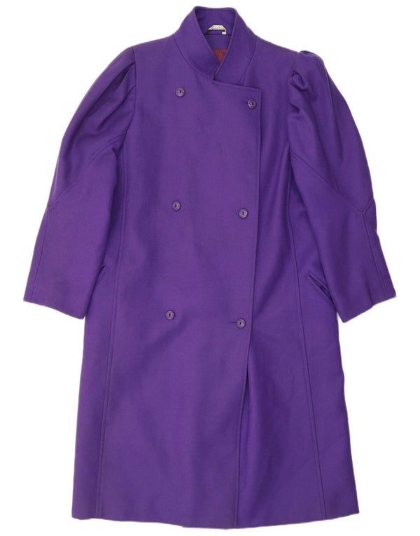 Cappotto doppiopetto oversize da donna vintage UK 16 grande lana viola