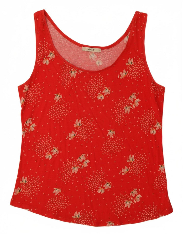 Canotta da donna OASIS UK 14 Grande viscosa floreale rossa