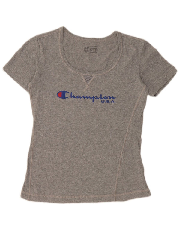 T-shirt grafica da donna CHAMPION Top UK 12 Grigio medio