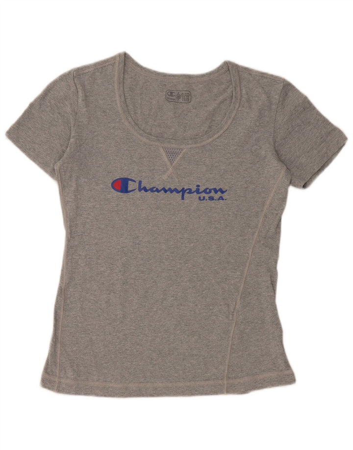 T-shirt grafica da donna CHAMPION Top UK 12 Grigio medio