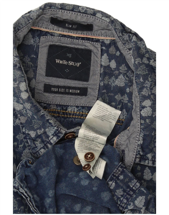 Camicia slim fit da uomo White Stuff in cotone floreale blu medio