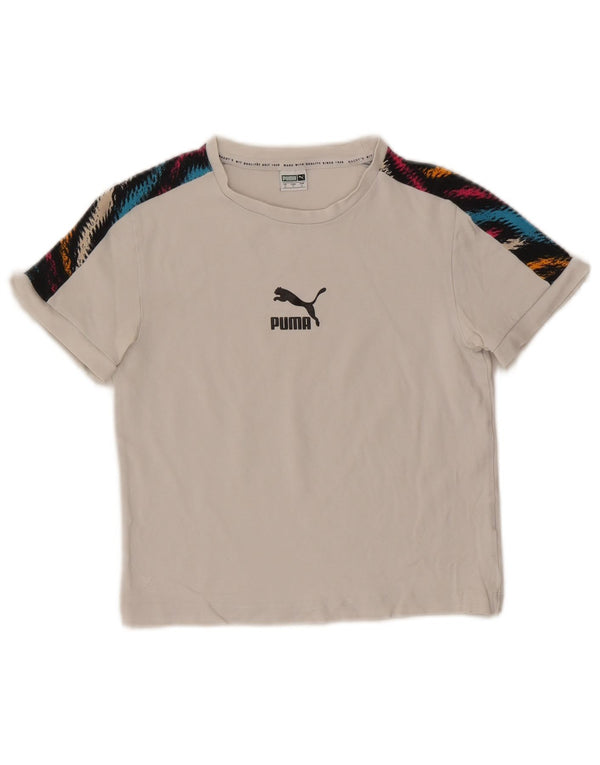 T-shirt grafica corta da donna Puma UK 8 Small White Colourblock