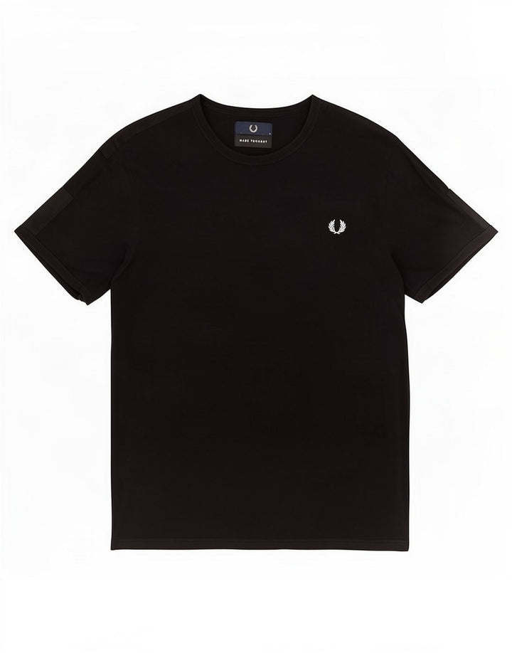T-shirt grafica da uomo Fred Perry Top grande in cotone nero