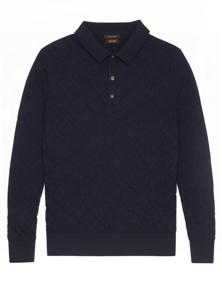 Massimo Dutti Maglione da uomo con collo alto in lana media blu navy