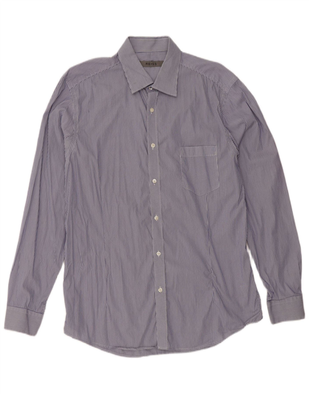 Camicia da uomo Reiss grande in cotone gessato blu navy