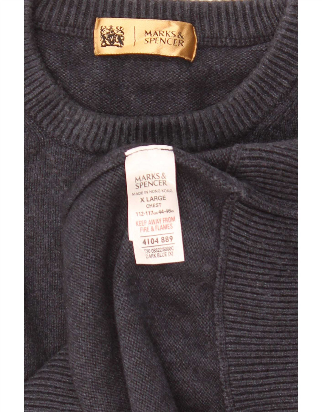 Maglione maglione girocollo da uomo Marks & Spencer XL cotone blu navy