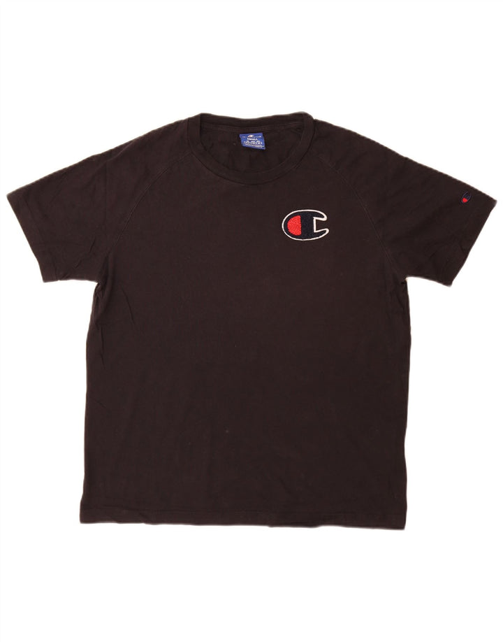 T-shirt grafica da uomo Champion Top piccola in cotone nero