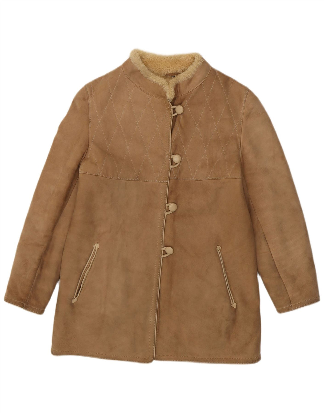 Cappotto in shearling vintage da donna IT 44 Shearling beige medio